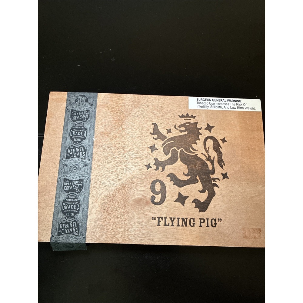 LIGA PRIVADA NO. 9 FLYING PIG DREW ESTATE Wood EMP Cigar Box  1" X 7" X 10"